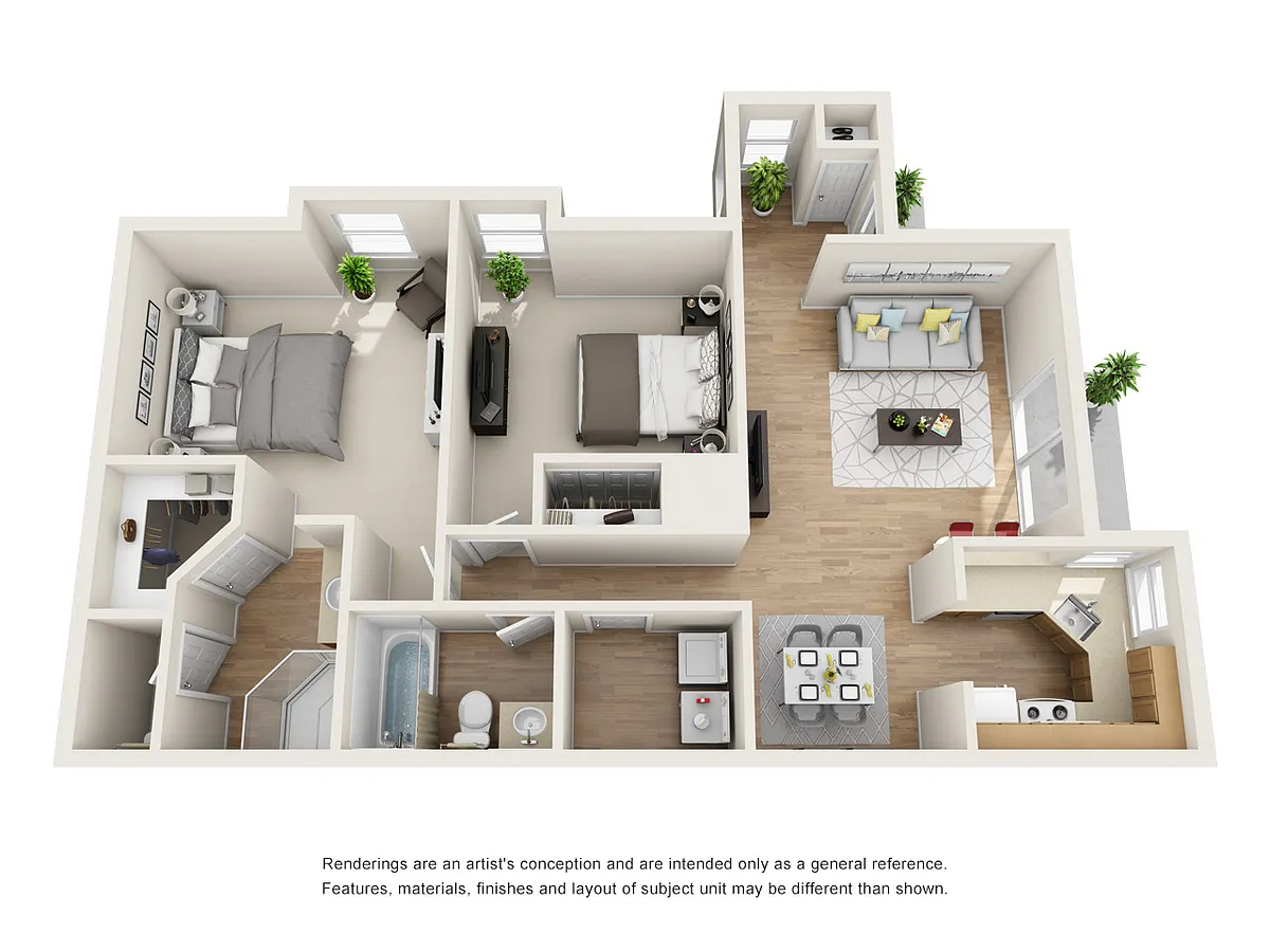 Floor plan 2 BR/2 BA - Navy