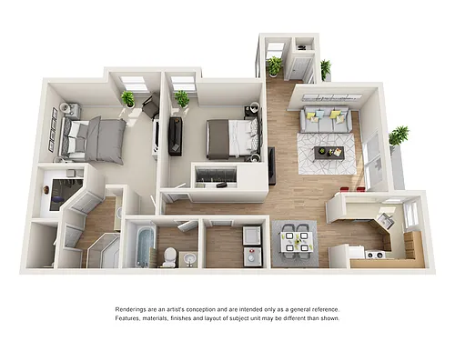 Floor plan 2 BR/2 BA - Navy