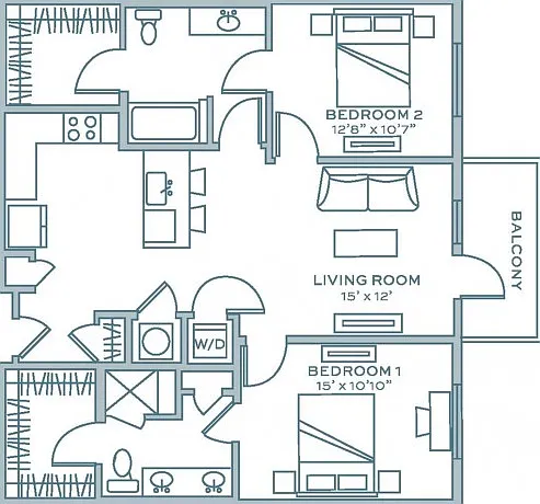 Two Bedroom Two Bath (1119 SF) Two Bedroom Two Bath (1119 SF)