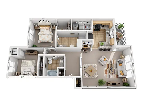 Floor plan 2 Bed 2 Bath