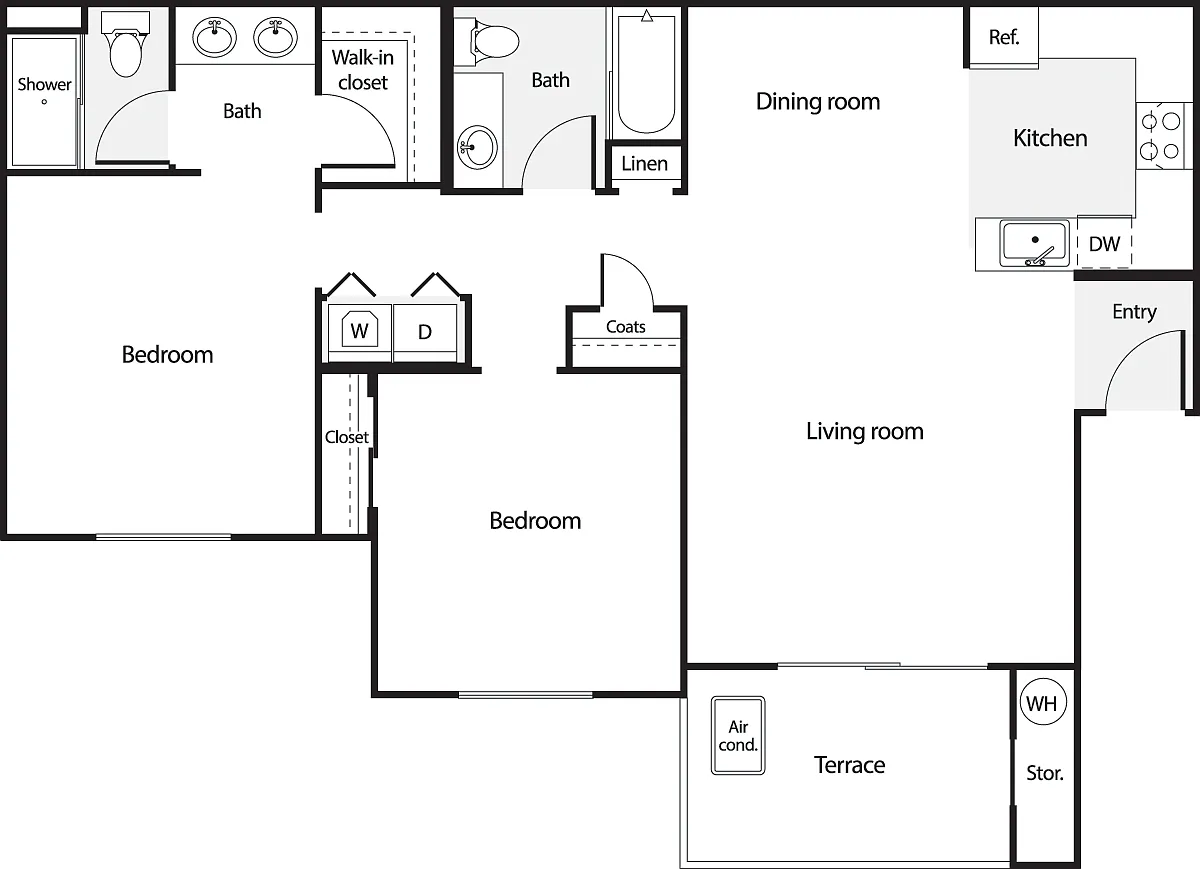 Floor plan 2 Bedrooms A