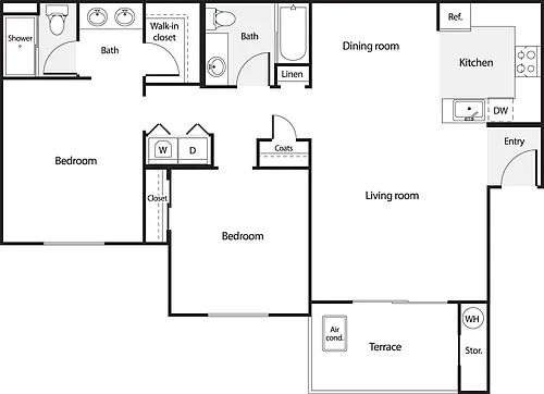 Floor plan 2 Bedrooms A