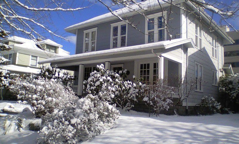 Lovely snow day in Olympia's historic South Capital Neighborhood. This gem was built in 1893. Retain
