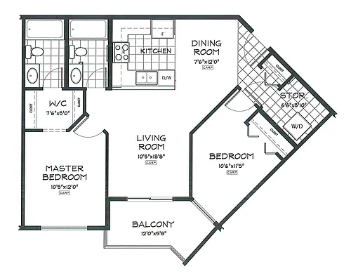 Floor plan 2 Bed 2 Bath F