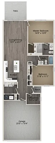 Floor plan 2 bd 2 ba