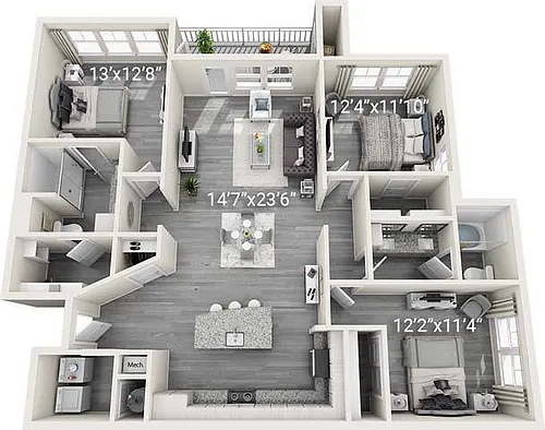 Floor plan C1 - Grey Palette