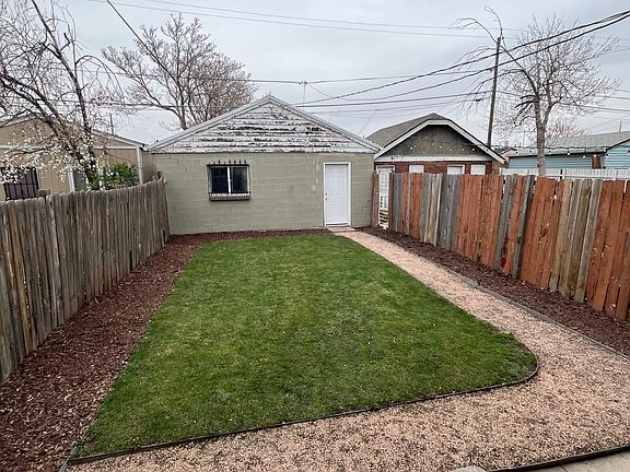 Back yard, detached garage