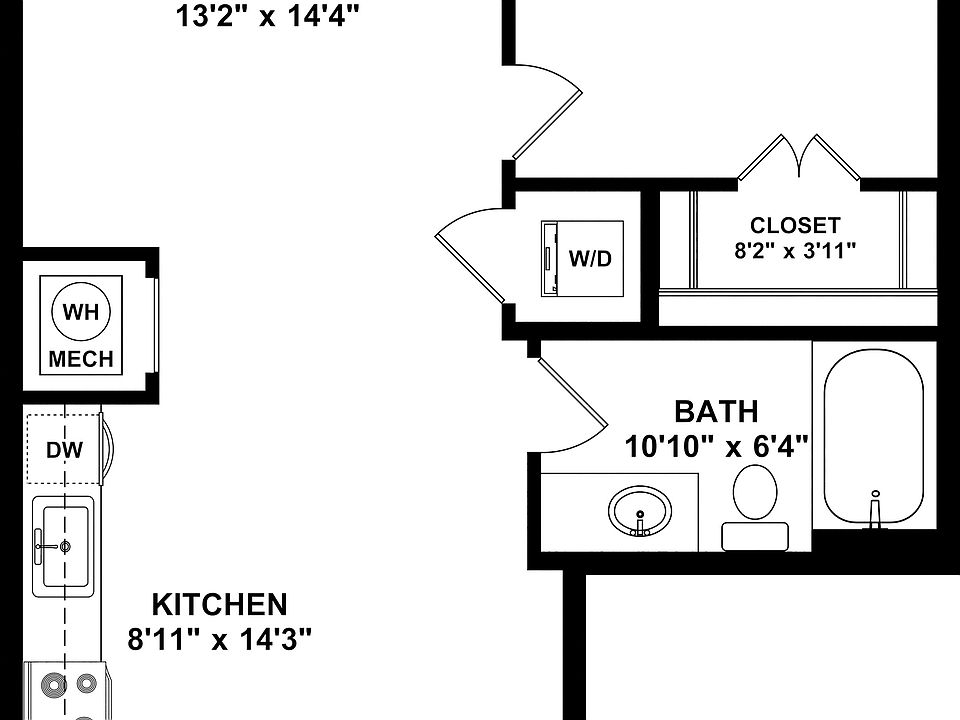 1x1-704 sq ft Floorplan