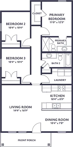 Floor plan 3 BR/2 BA