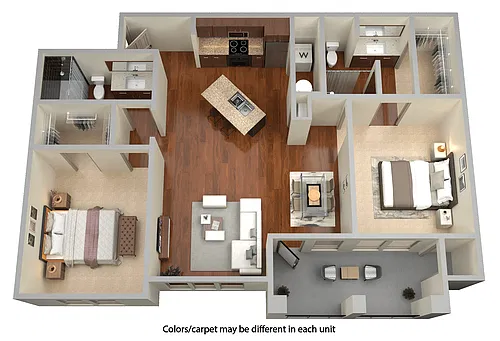 Floor plan 2 bed / 2 bath - B2