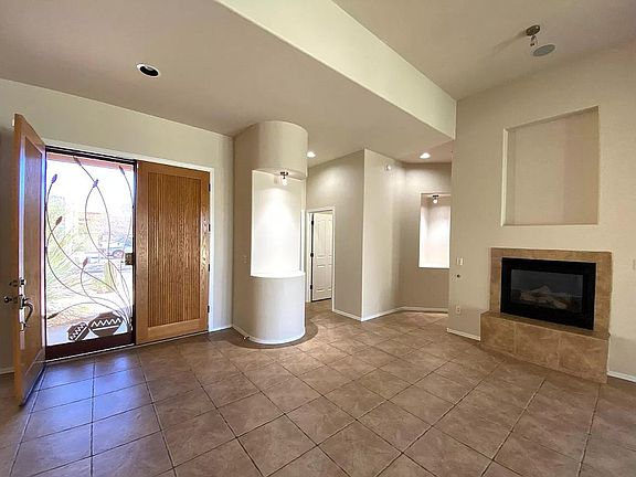 Front door and living room