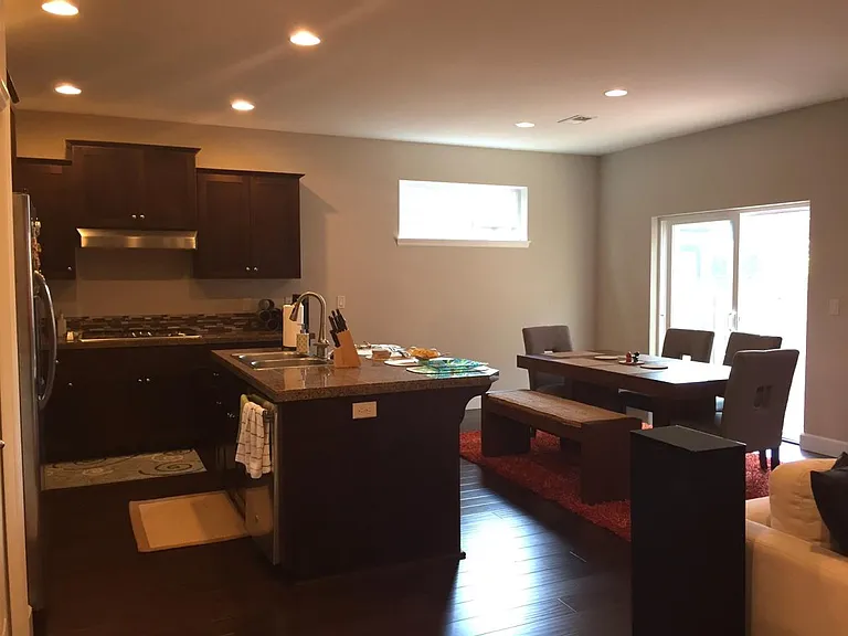 kitchen and dining. View from living room area