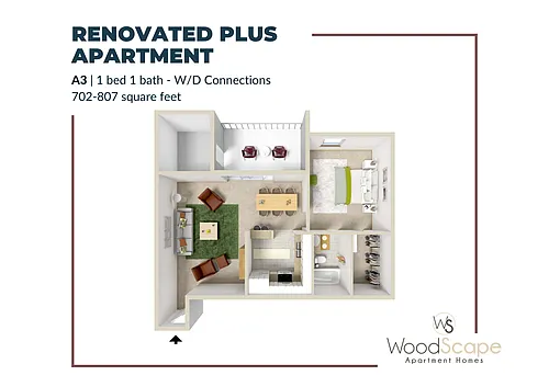 Floor plan A3 (W/D Connections) Renovated Plus