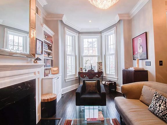 Living Room with built in bookcases