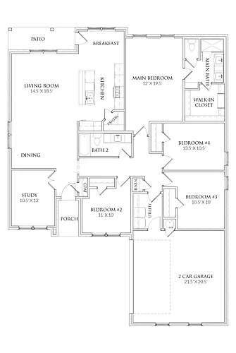 Floor plan 4 Bedrooms and 2 bathrooms