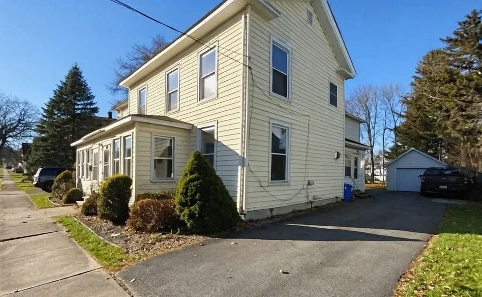 Driveway with detached garage