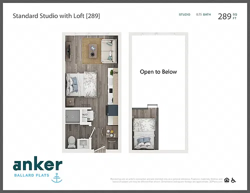 Floor plan Standard Studio with Loft