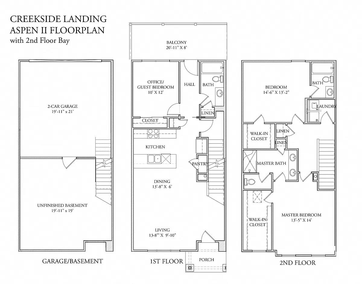 Floor plan Aspen II with 2nd Floor Bay