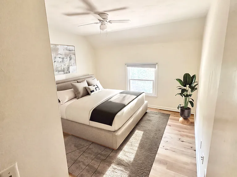 Primary bedroom staged