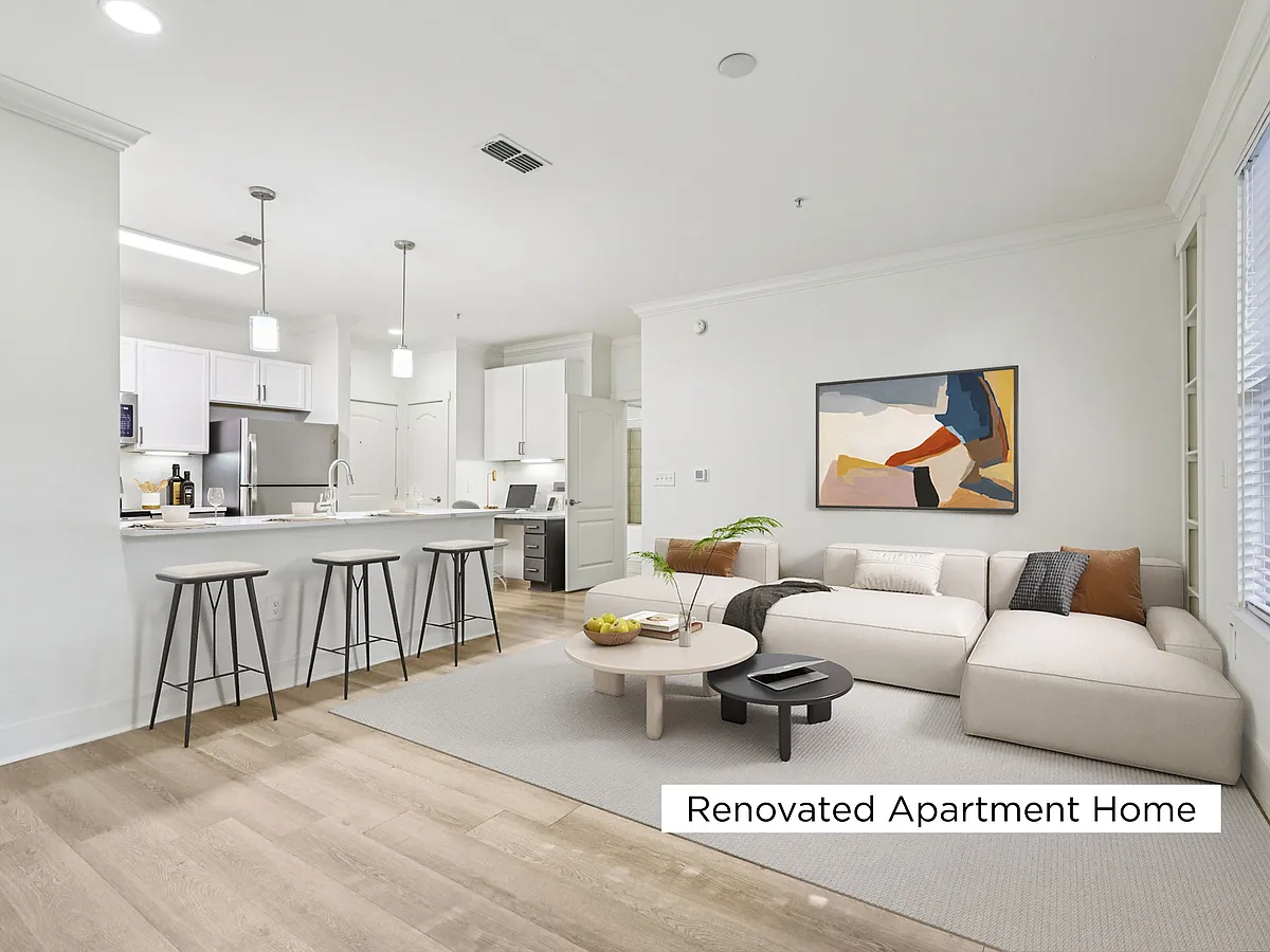 Living Room and Kitchen Renovated Apartment Home - Gables Century Center