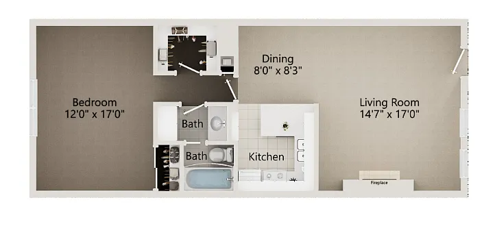 Floor plan 1 Bed 1 Bath