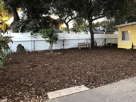 New bark chips in yard.