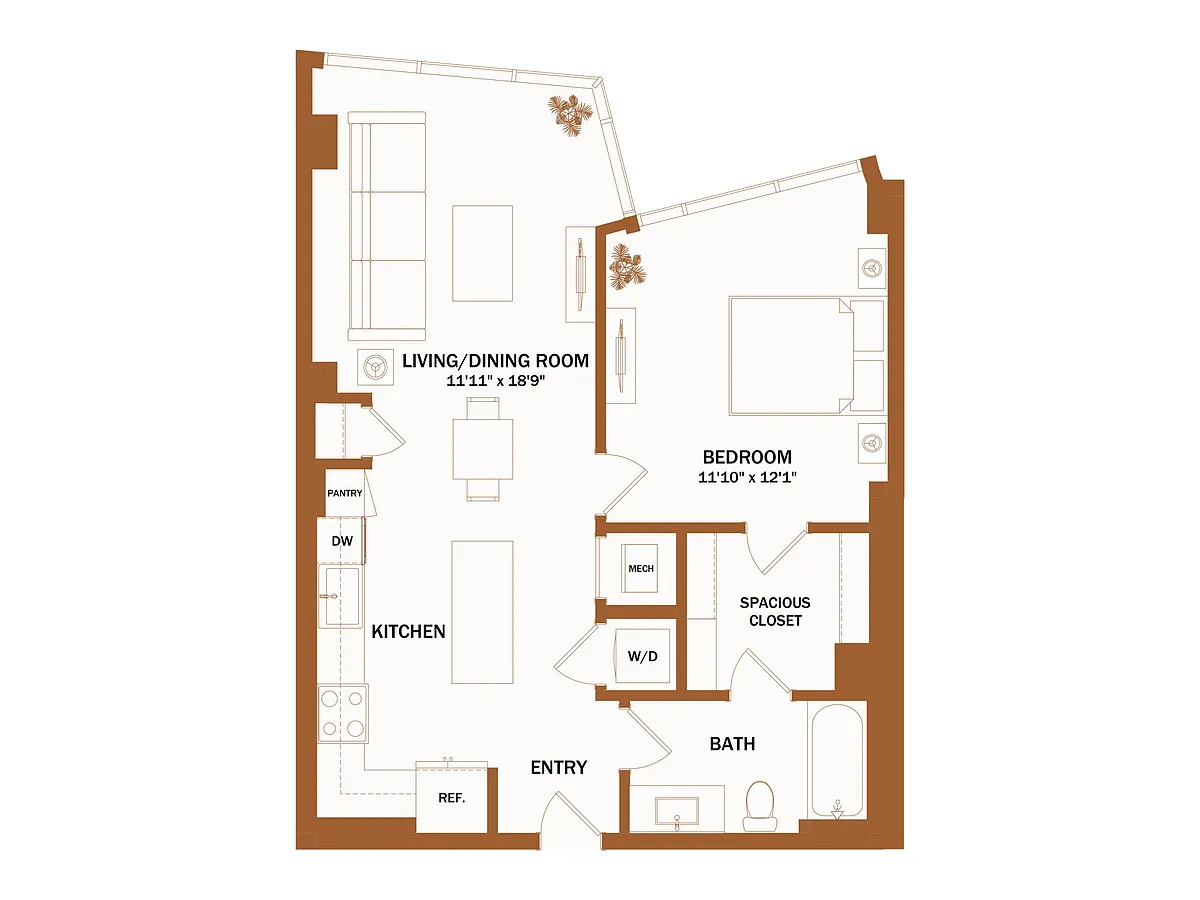 Floor plan B11.2 - 1 Bed | 1 Bath