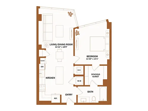 Floor plan B11.1 - 1 Bed | 1 Bath