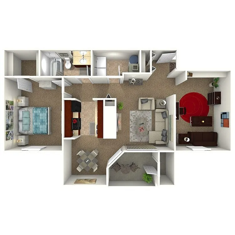 Floor plan The Port - 1 Bedroom 1 Bath