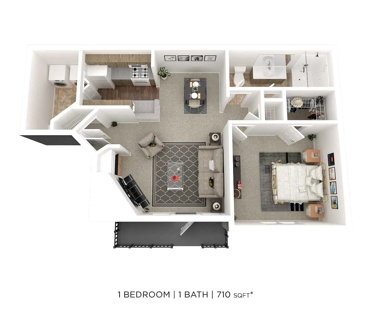 Floor plan One Bedroom- 710 sqft