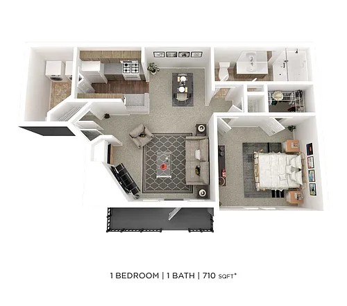 Floor plan One Bedroom- 710 sqft