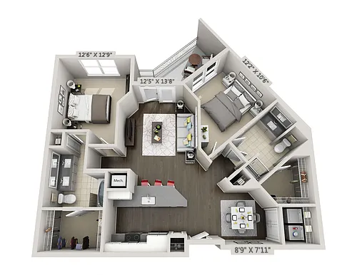 Floor plan C5 2 Bedroom 2 Bath