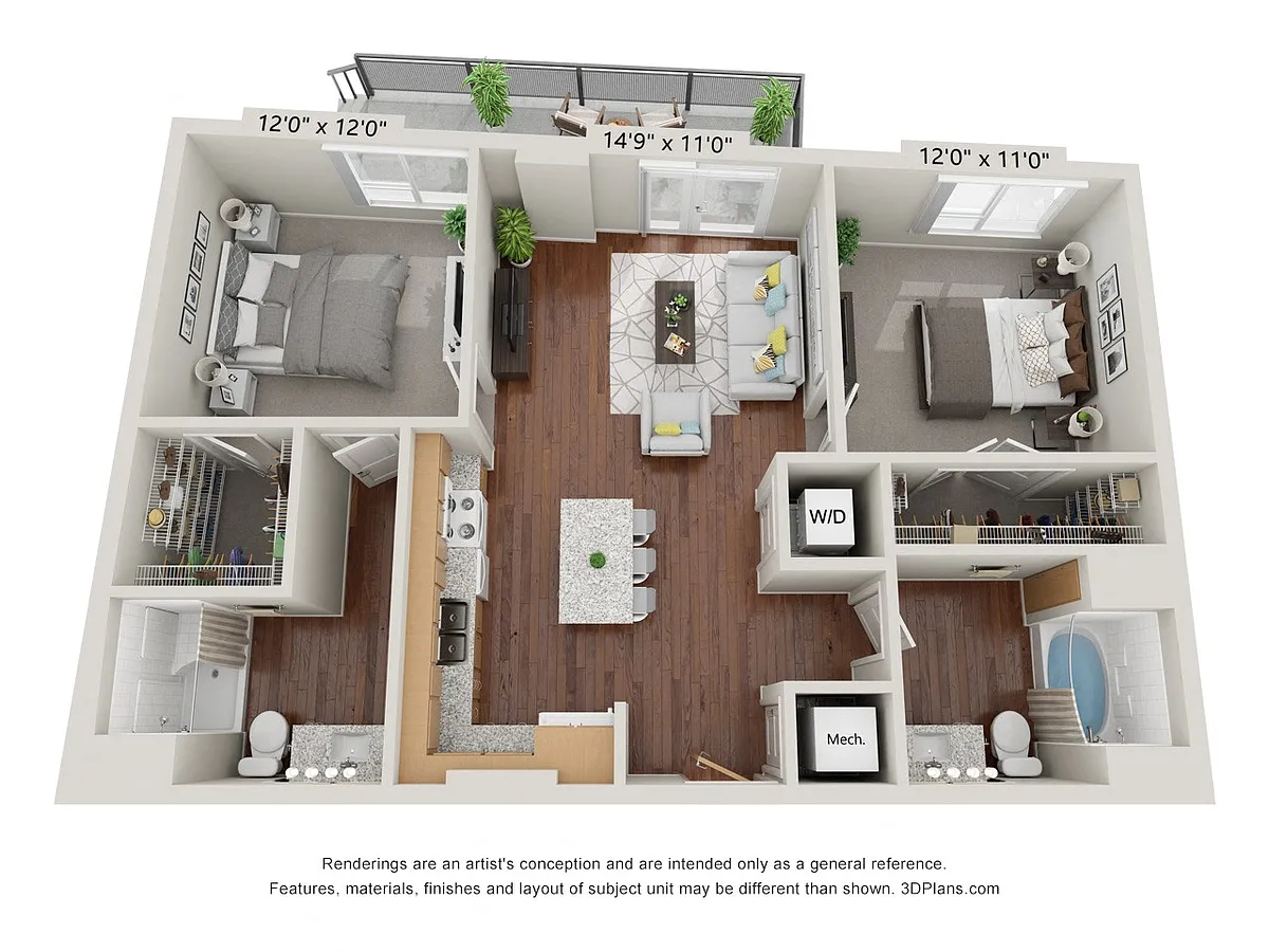 Floor plan Two Bedroom - 2G