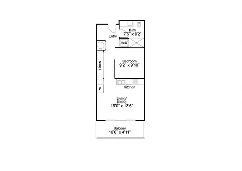 Floor plan 1 Bed 1 Bath