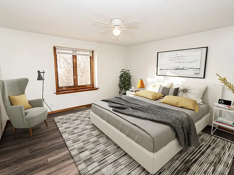 Elevate your living experience at Central Lakes of Uptown. This beautifully designed bedroom combines comfort and style, featuring ample natural light and modern finishes. Don't miss out on your dream home; schedule a tour today!