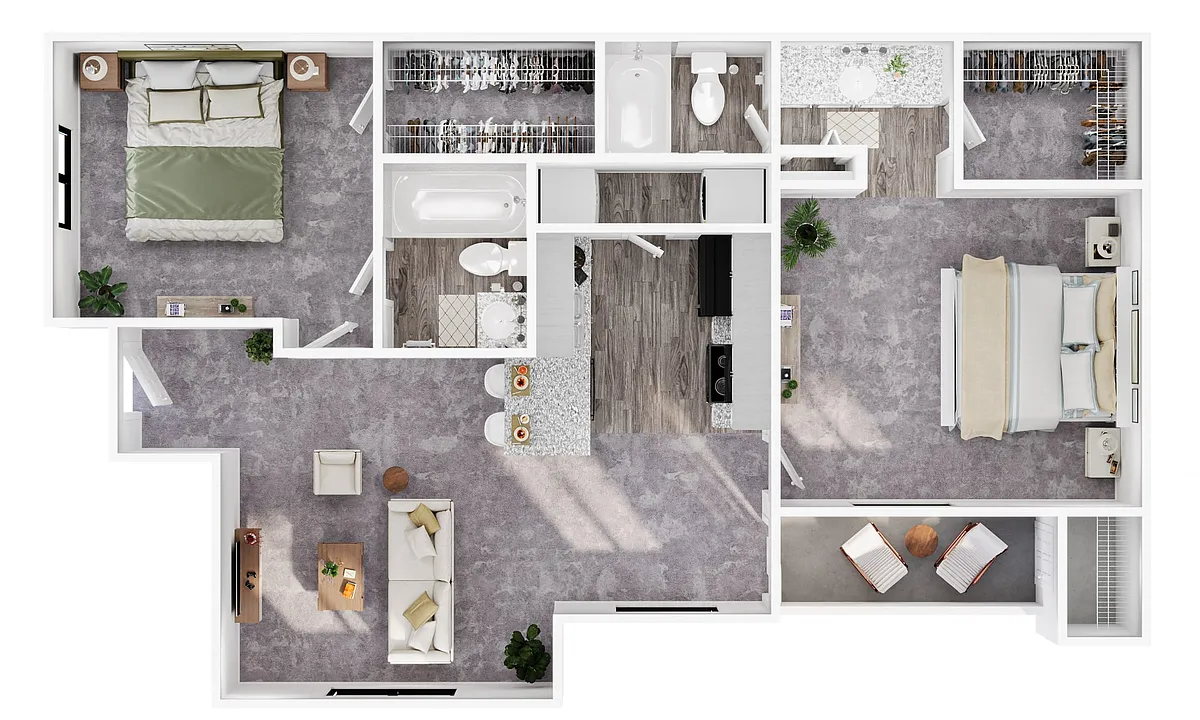 Floor plan B2 - 2 Bed / 2 Bath