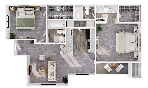 Floor plan B2 - 2 Bed / 2 Bath