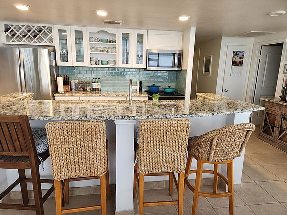 light and bright kitchen overlooking beach