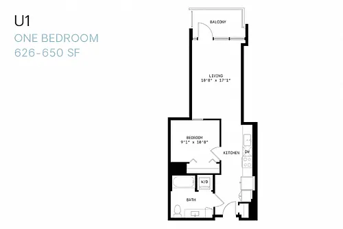 Floor plan Junior One Bedroom U1