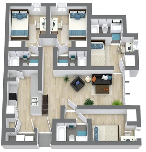 Floor plan Individual Bedspaces - Priced Per Room