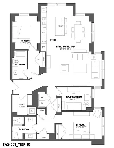 Floor plan 2 Bed/2 Bath Den