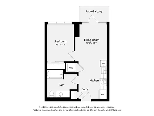 Floor plan One Bed One Bath 1