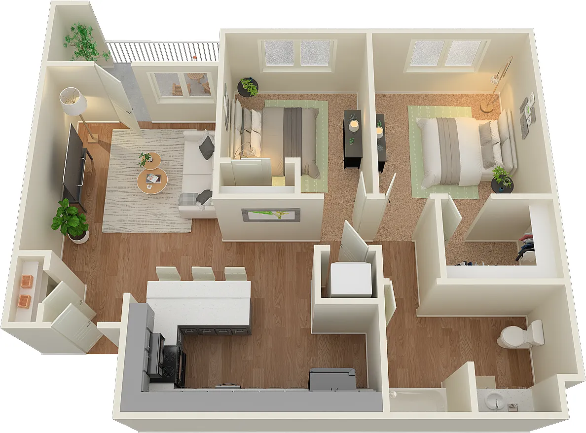 Floor plan 2 Bed 1 Bath B1