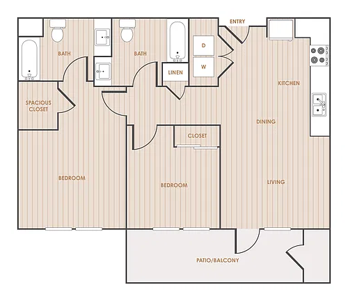 Floor plan 2 Bedroom 2 Bathroom 22A
