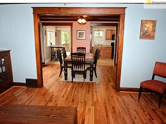 New wood floors in living room and formal dining room.