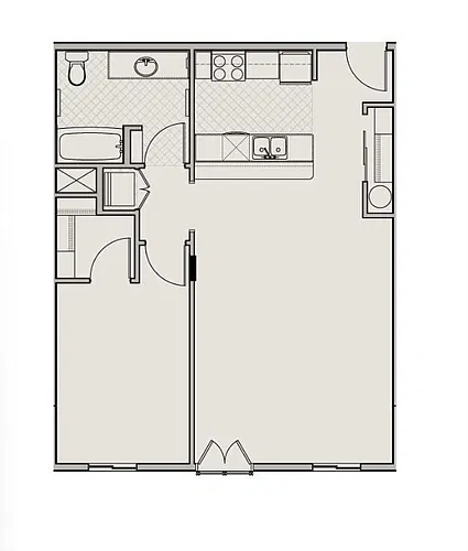 Floor plan 1 Bed 1 Bath L
