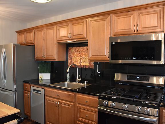 Beautiful updated kitchen with ALL new stainless appliances Refrigerator with ice maker, dishwasher, faucet, garbage disposal, gas range, microwave, new lights.