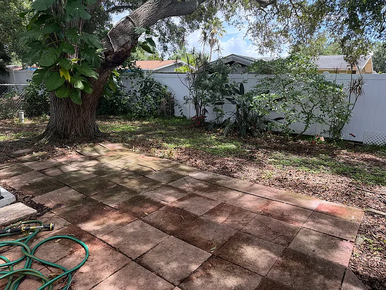 private fenced back yard