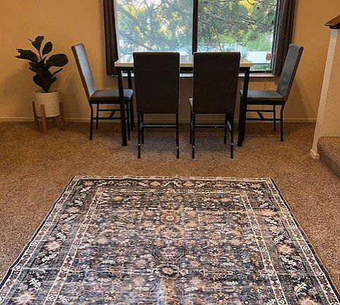 Dining room. Balcony patio adjacent.