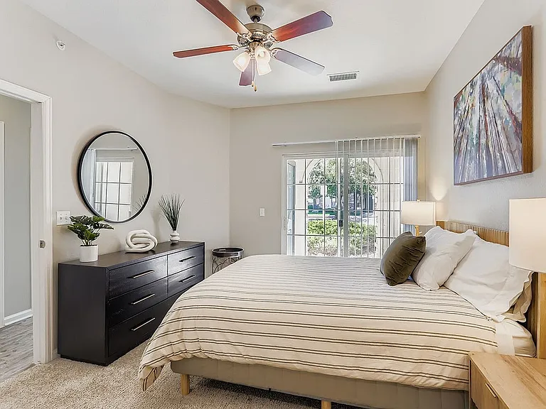 Bedroom with private patio access